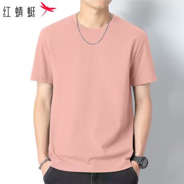 紅蜻蜓純棉短袖t恤男2025夏季薄款潮流圓領上衣休閑涼感體恤男士