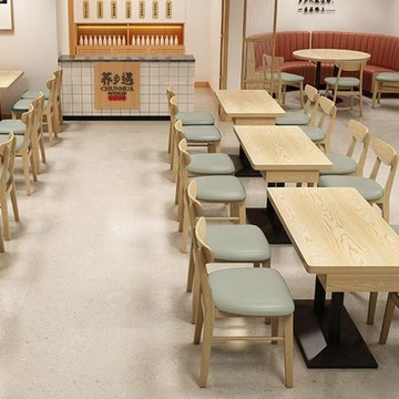 公司貨 最低價 免運  米村拌飯同款桌椅實木商用卡座小吃快餐店面館帶抽屜桌椅組合