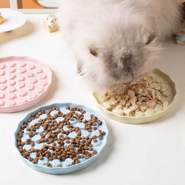 狗食盆寵物用品貓咪慢食碗緩食盤狗飯碗碗濕糧陶瓷貓碗舔食盤狗碗