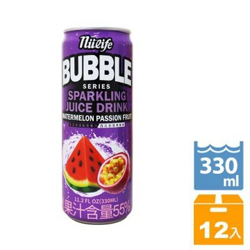 生活泡沫氣泡果汁西瓜百香果330ml(12入/箱)