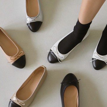 [SAPPUN] Myuria 撞色蝴蝶結平底鞋 (1cm)