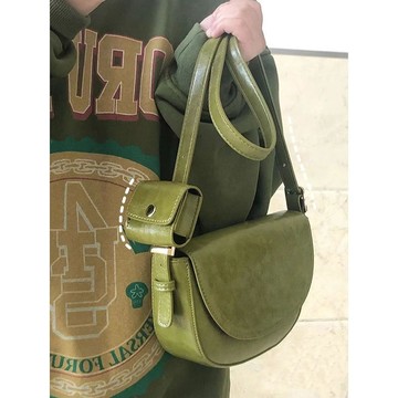 Bag House👜 韓國ins小衆超火包包女新款複古油蠟皮馬鞍包百搭單肩斜跨包