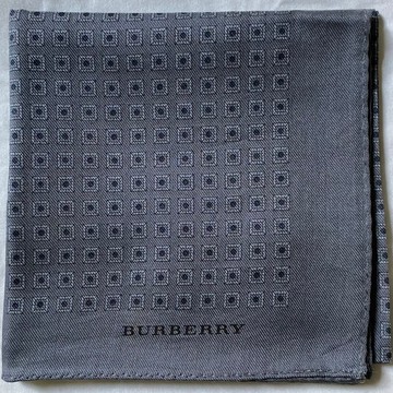 復古 Burberry 深灰色純棉手帕 口袋巾 頭巾 絲巾 全新附標