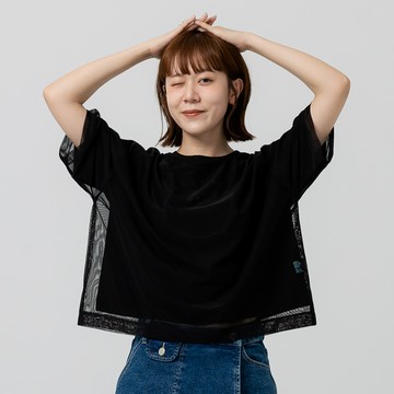 a la sha 喵喵喵罩紗兩件式上衣