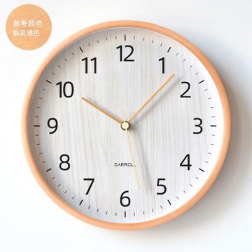 日式實木紋靜音掛鐘 30.5cm 靜音時鐘 壁掛鐘 北歐簡約圓形壁鐘 客廳掛墻鐘 臥室無聲石英鐘