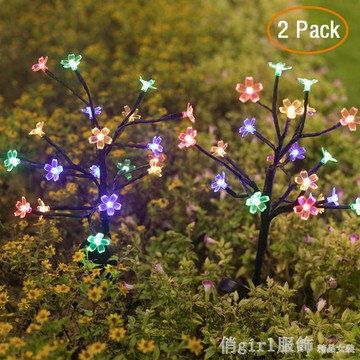 新款太陽能草坪地插櫻花燈煙花燈串戶外防水圣誕節裝飾燈全館特惠免運YTL 雙11全館免運