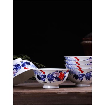 淘瓷緣吃飯 碗家用骨瓷飯碗湯碗陶瓷餐具套餐景德鎮青花瓷雞公碗