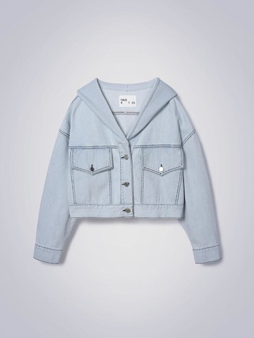WASHED CROP DENIM JACKET [LIGHT BLUE]