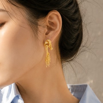 Sparkle ｜烈焰纏繞金屬流蘇耳環