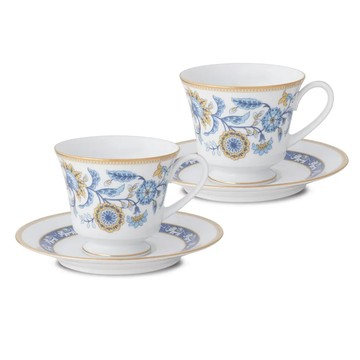 NORITAKE 塔斯克咖啡對杯(花園/藍) - 藍款