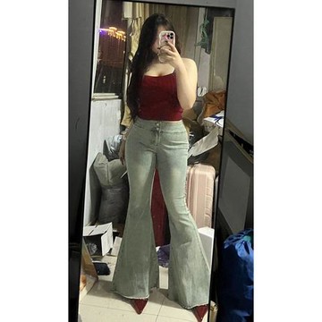 300斤大碼女裝美式微喇牛仔褲女春秋辣妹褲子胖mm顯瘦魚尾喇叭褲