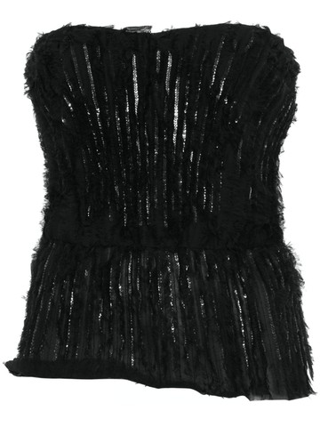 Elisabetta Franchi - sequin-embellished fringed strapless top - women - Polyamide/Elastane/Polyester/Polyurethane/Polyester - 44 - Black
