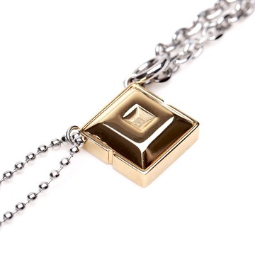 DISSOLVE 金磚鋼制幾何方塊項鏈 四段尺寸隨心調節 情侶個性禮物