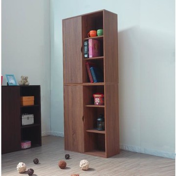 (傢俱屋)六格附門書櫃二入 寬69cm 復刻版立體紋路