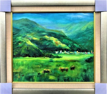 悠然原野 手繪油畫創作 掛畫 壁畫 裝飾畫 背景墻畫 歐式油畫