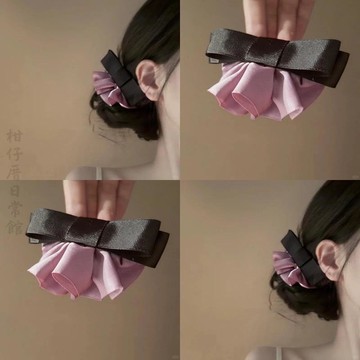 🔥2件9折🍊臺北出貨🍊可開發票浪漫碎片法式復古緞面蝴蝶結裙襬髮夾 高級感小衆氣質甜美彈簧夾