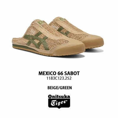 Onitsuka サンダル ベージュ/グリーンMEXICO 66 SABOT Onitsuka Tiger オニツカタイガー ミュール MEXICO 66 SABOT