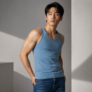 【MORINO】經典素色運動背心_藍色 MO5110 型男 潮男 健身 布料舒適透氣，貼身不緊身 LUCAS聯名款
