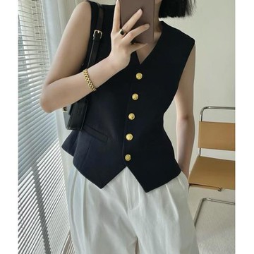 港風法式小吊帶背心女馬甲外穿夏季內搭打底無袖削肩坎肩針織上衣