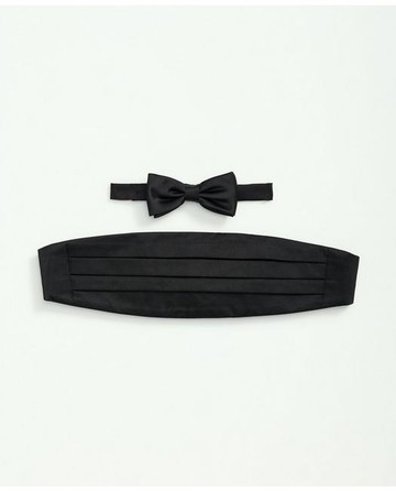 Brooks Brothers Boys Silk Bow Tie and Cummerbund Boxed Set | Black | Size Regular