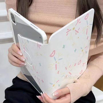 台灣出貨🚚 白色煙花iPadair4/5/6/7保護套旋轉亞克力蘋果iPadPro/11A16/10代 平板保護殼