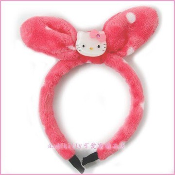 asdfkitty可愛家☆KITTY點點絨毛兒童髮圈/髮箍-韓國正版商品
