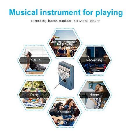 17Key Thumb Piano Mahogany Thumb Piano Thumb Piano Portable Personal Instrument for Children and Adults from Beginners to Professionals(Gradually blue