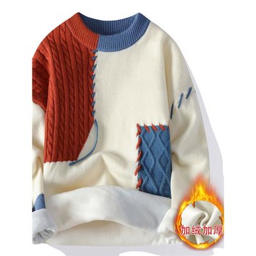 毛衣男冬季2025年新款加厚提花手工編織男裝秋季寬松針織衫毛線衣