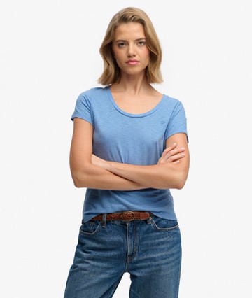 Superdry Women's Studios Scoop Neck T-shirt Blue Size: 10