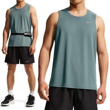 Nike As M Nk Df Miler Tank Top 背心 男款 灰綠色 速乾 運動 無袖 IF2019-382