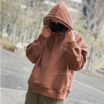 NORMIE撞色連帽帽踢 綠//咖