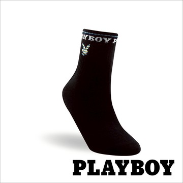 【襪款任選3雙$299 、6雙$511】PLAYBOY 漸層兔男休閒襪-黑(BX3522)