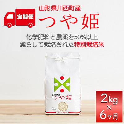 ふるさと納税 川西町 山形県産特別栽培米「つや姫」2kg(2kg×1袋)全6回