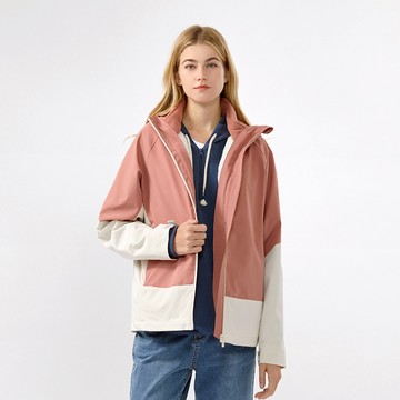 Hang Ten- 抗撕裂TEFLON防潑水三合一外套-女(赤陶紅)