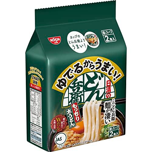 日清食品 ゆでるからうまい! 日清のどん兵衛 もっちり太うどん 2食パック インスタント袋麺 192g×9個