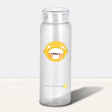 胸毛公寓透明磨砂玻璃杯 500ml (喵喵怪檸檬頭)