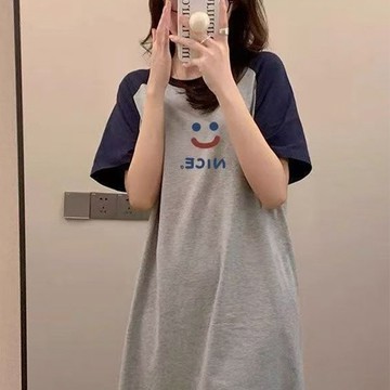 睡衣 仿棉睡衣 學生睡衣 寬鬆睡衣 純欲睡衣 家居服  甜美卡通睡衣 休閒少女 短袖睡裙 可外穿 睡衣套裝