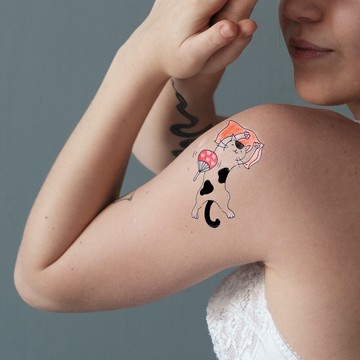 小清新 睡覺黑白貓👑大邱紋身👑【T08Z】新 微刺青 假刺青輕紋身 防水 紋身 刺青 貼紙 T08