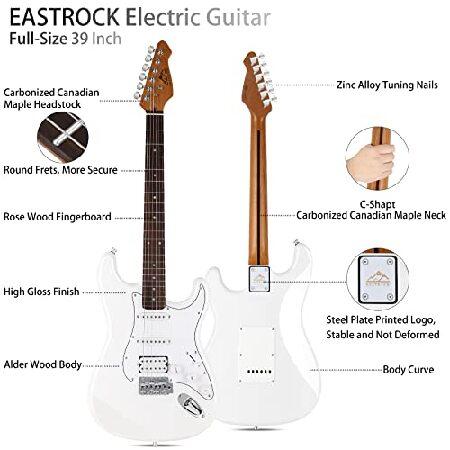 EASTROCK 39 inch Full-Size Stratocaster Electric Guitar Kit for Beginner Starter with 10w Amp, Bag, Capo, Shoulder Strap, String, Cable, Tuner, Picks.