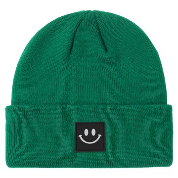 兒童韓系時尚針織帽 笑臉帽  S(17.8 x 15cm)  經典綠