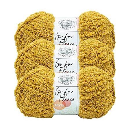 Lion Brand Yarn Go for Fleece Sherpa ジャンボ糸 編み物 かぎ針編み 手芸用 3本パック ゴールド並行輸入