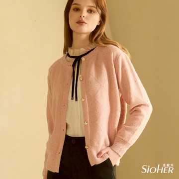 D.金燦名媛羊絨感針織開襟衫 M-3XL 粉色｜SiOHER熹歐禾