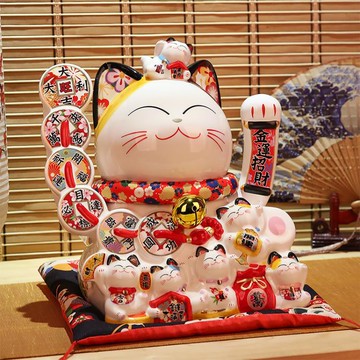 招財貓店鋪開業小擺件創意禮品大號家用客廳收銀臺電動搖手發財貓 摩可美家