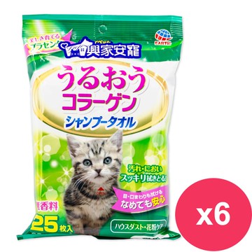 【興家安寵】膠原蛋白寵物潔潤擦澡濕巾(貓用)25張*6包