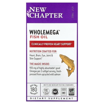 New Chapter, Wholemega™ 魚油，180 粒軟膠囊