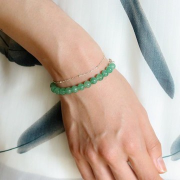 綠草莓石英雙球鏈手鍊，象徵愛與美