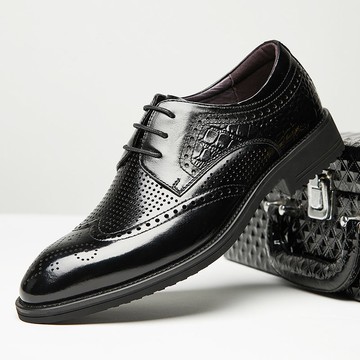 夏季鏤空皮鞋男潮流時尚青年布洛克雕花真皮透氣正裝大碼男鞋4546
