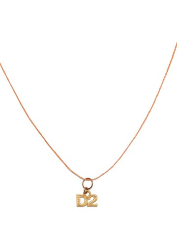 Dsquared2 - logo-pendant necklace - men - Calf Leather/Polyester/Brass/Cotton - One Size - Orange