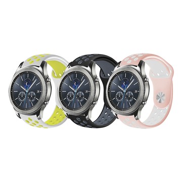 Timo SAMSUNG三星 Galaxy Watch 系列手錶 運動風撞色洞洞矽膠替換錶帶-20mm