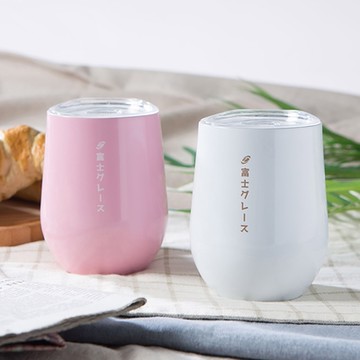 【FUJI-GRACE富士雅麗】(二入組) 外鋼內陶瓷塗層蛋型杯(350ml) 真空斷熱 保溫杯